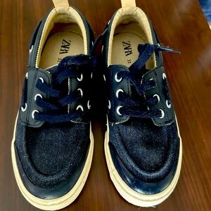 Zara Blue and Tan Moccasins with Classic Nautical Design